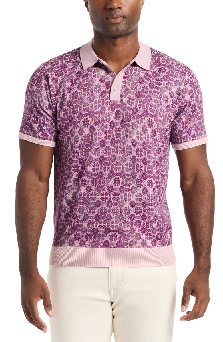 Robert Graham Johnny Collar Cotton Knit Polo, Alternate, color, Light Pink