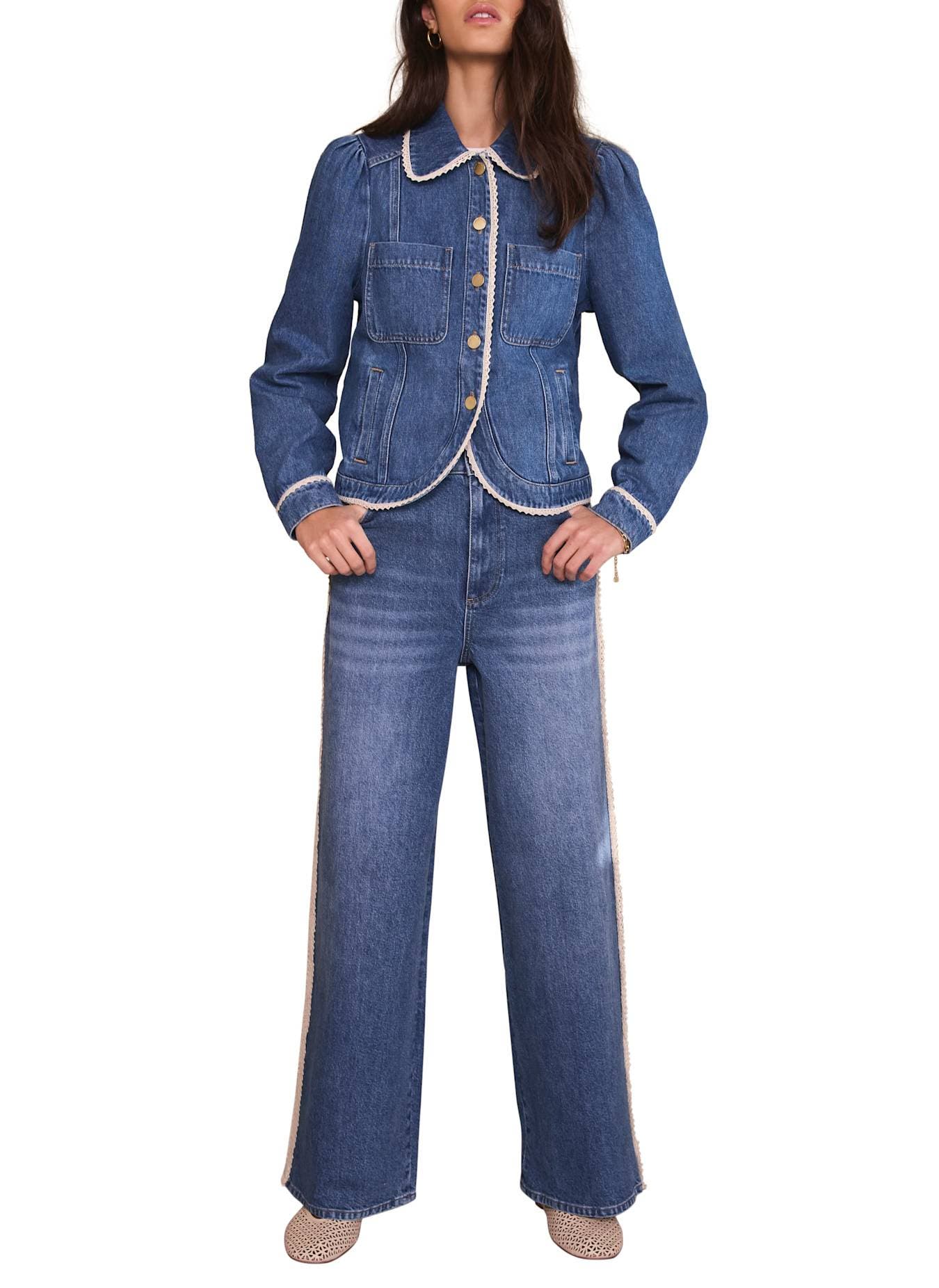 Lace Trim Denim Jacket - image 2