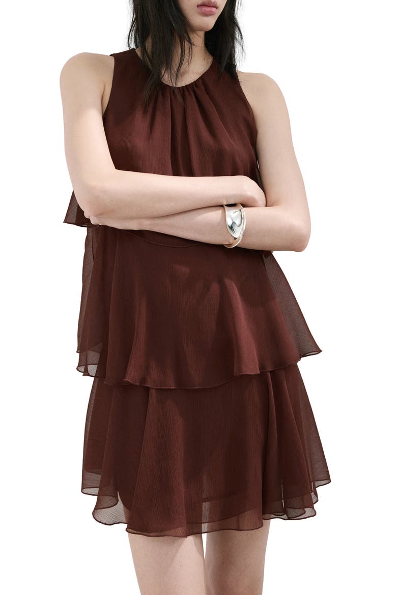 Cake Ruffle Minidress, Main, color, CHOCOLATE