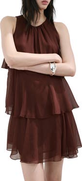 MANGO Cake Ruffle Minidress