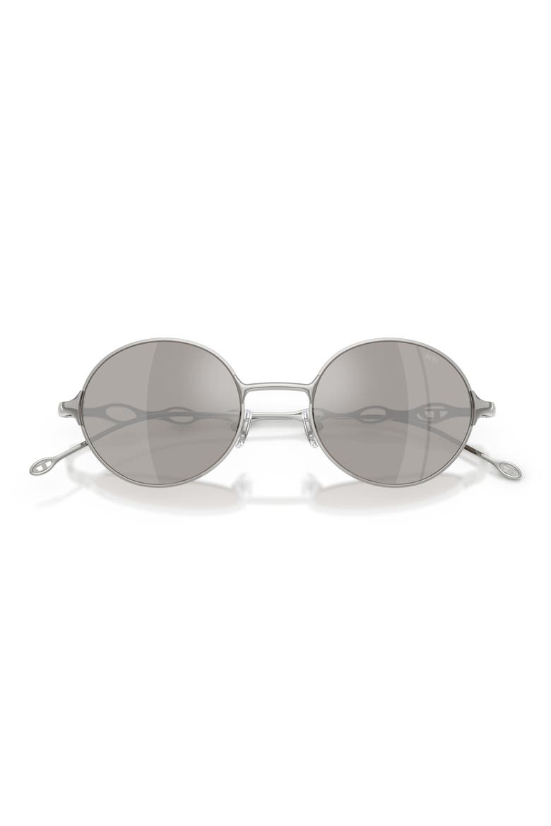 49mm Small Round Sunglasses, Alternate, color, SHINY SILVER / MIRROR SILVER