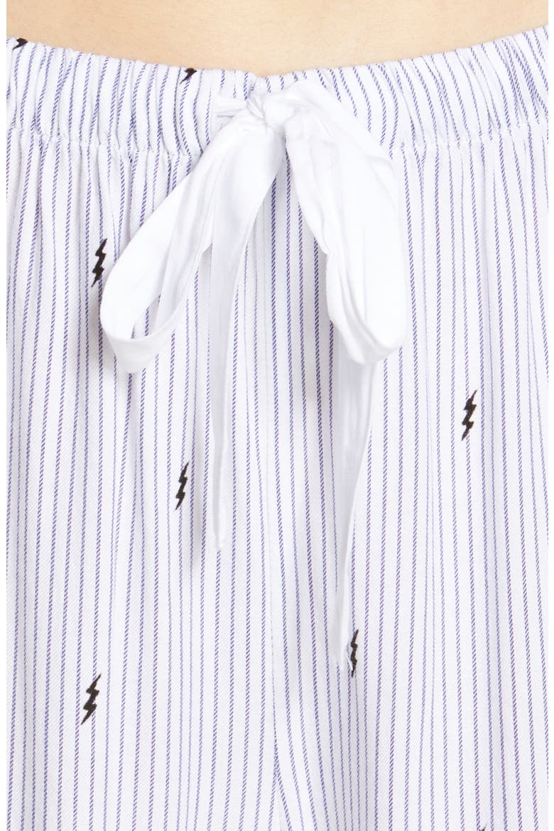 Clara Pajamas, Alternate, color, FLOCKED LIGHTNING PINSTRIPE