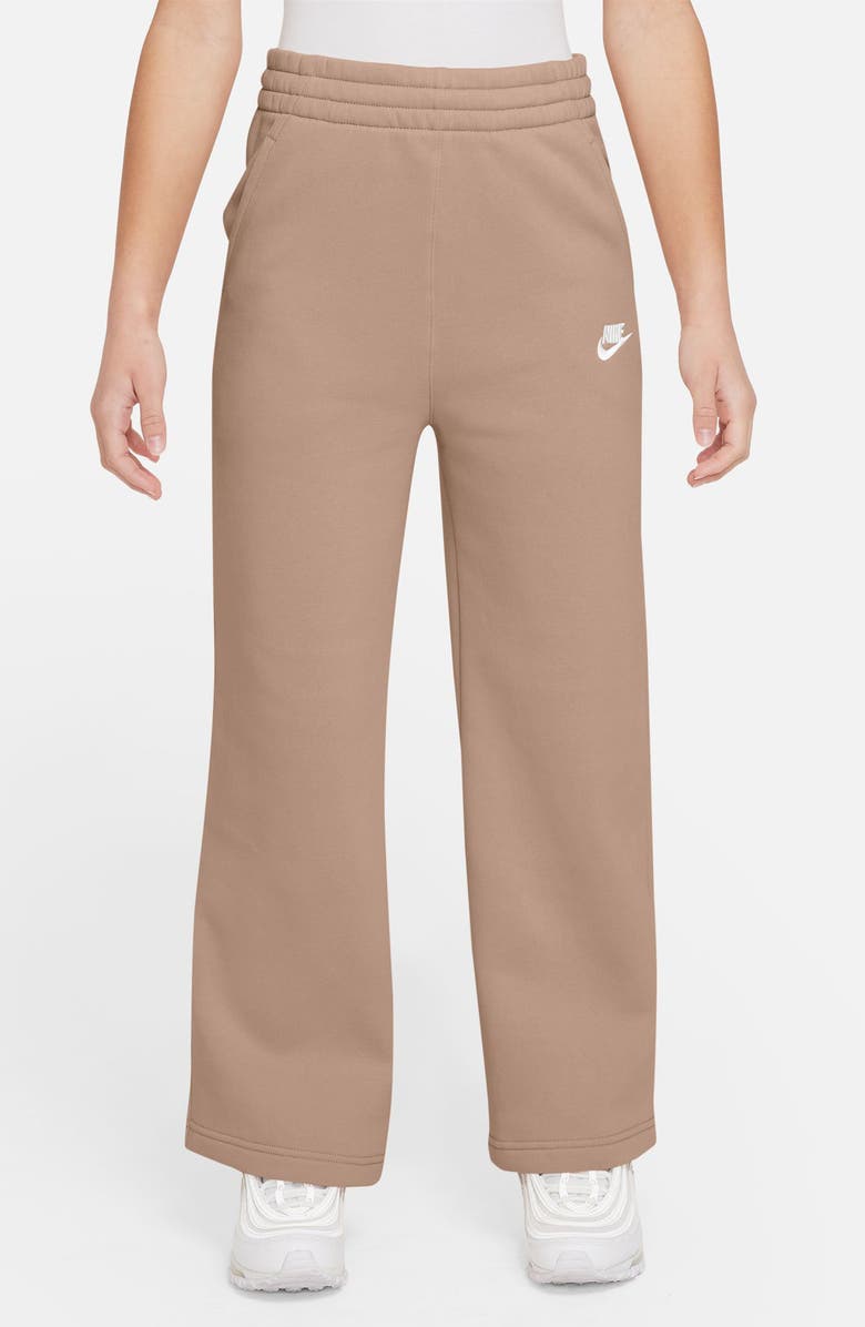 Nike Kids' Sportswear Club Fleece Wide Leg Sweatpants, Main, color, 200 Hemp/Hemp/White