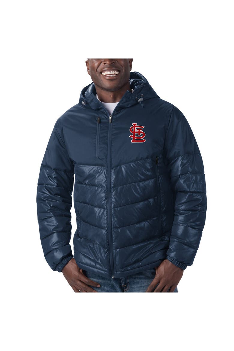 Men's G-III Sports by Carl Banks Navy St. Louis Cardinals Storm Hoodie Full-Zip Puffer Jacket, Alternate, color, Navy