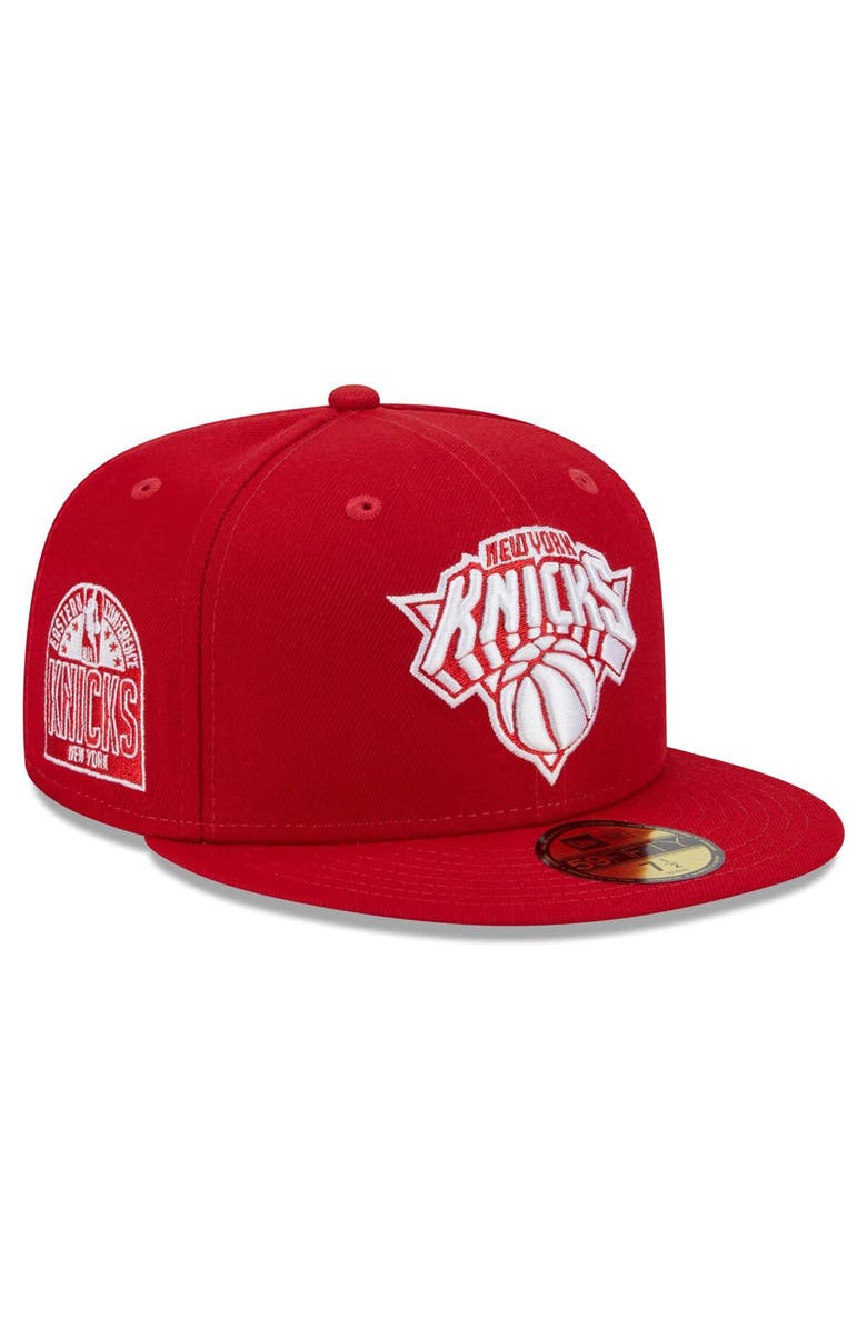 New Era Men's New Era Red New York Knicks Evergreen 59FIFTY Fitted Hat, Main, color, 