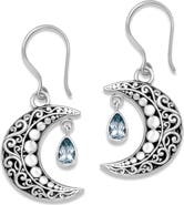 SAMUEL B. Blue Topaz Crescent Moon Drop Earrings