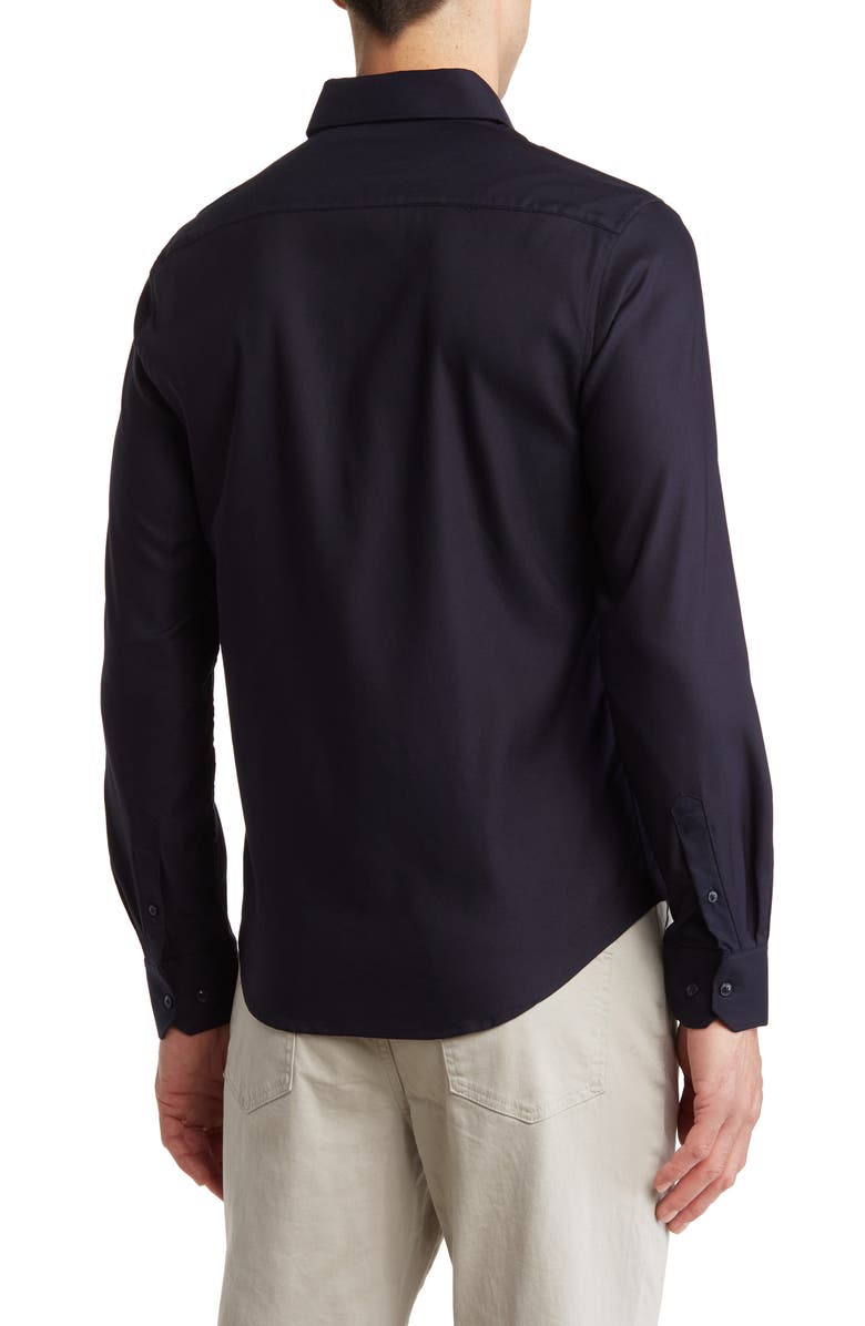 DENIM AND FLOWER Navy Solid Stretch Button-Up Shirt, Alternate, color, Navy