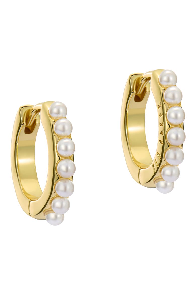 Persia Faux Pearl Huggie Earrings, Alternate, color, GOLD TONE PEARL