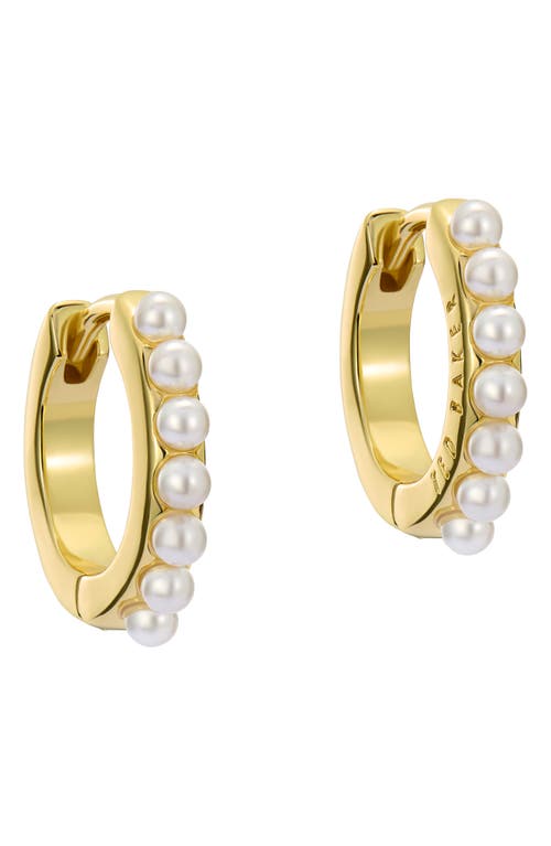 Ted Baker Persia Faux Pearl Huggie Earrings In Gold Tone Pearl