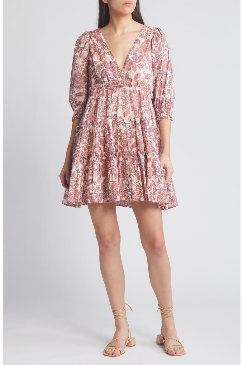 Lavinia Organic Cotton Voile Minidress, Main, color, AMARA FLORAL PRINT