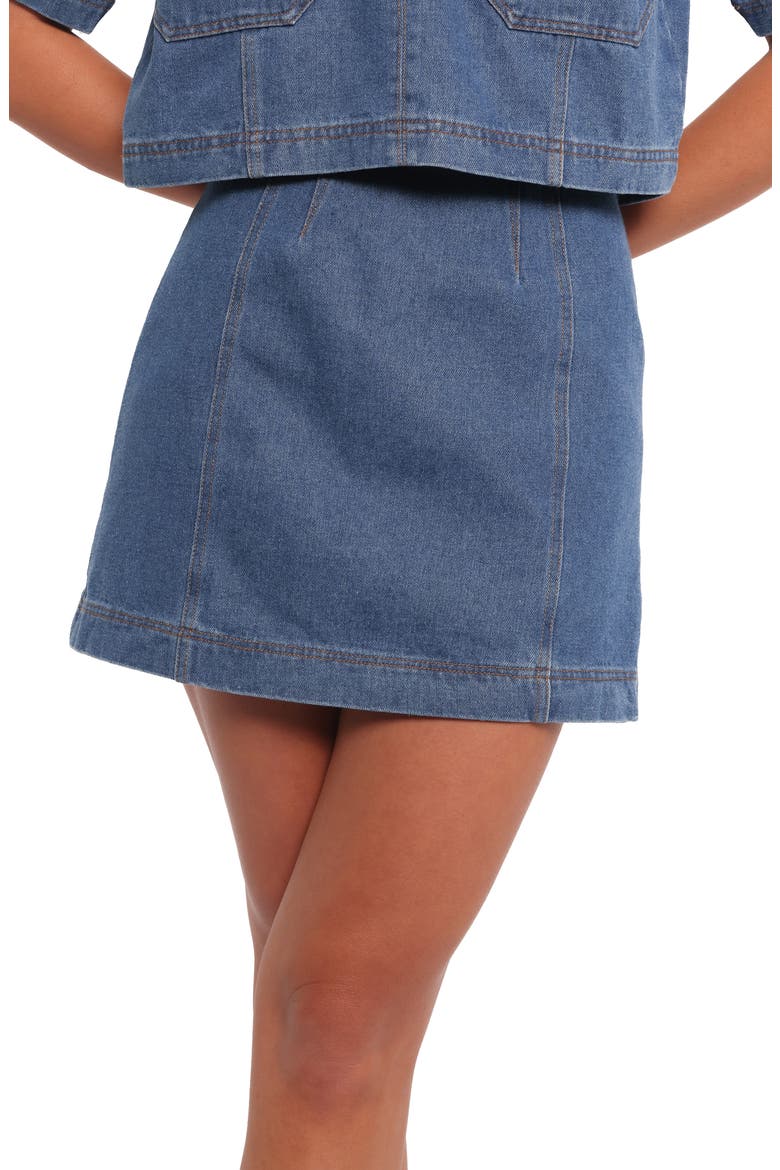 Cera Denim Crop Top & Miniskirt Set, Alternate, color, MEDIUM DENIM