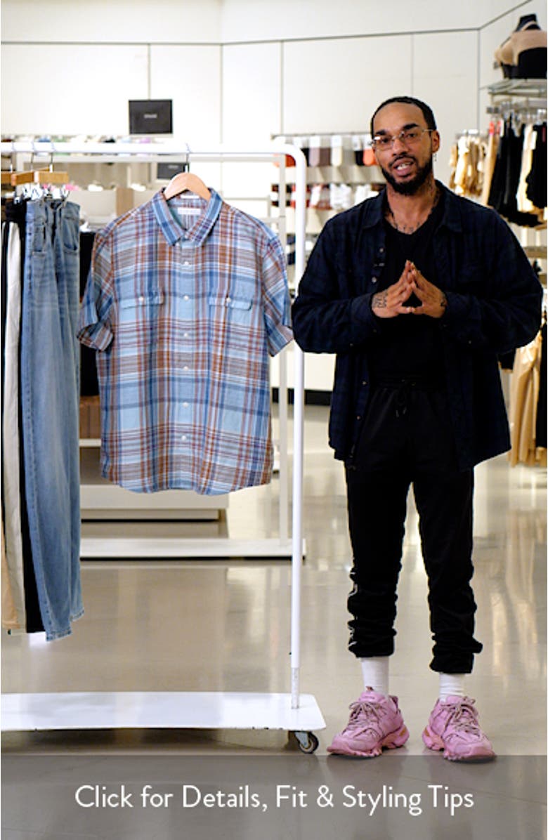 Plaid Notch Collar Button-Up Shirt, sales video thumbnail