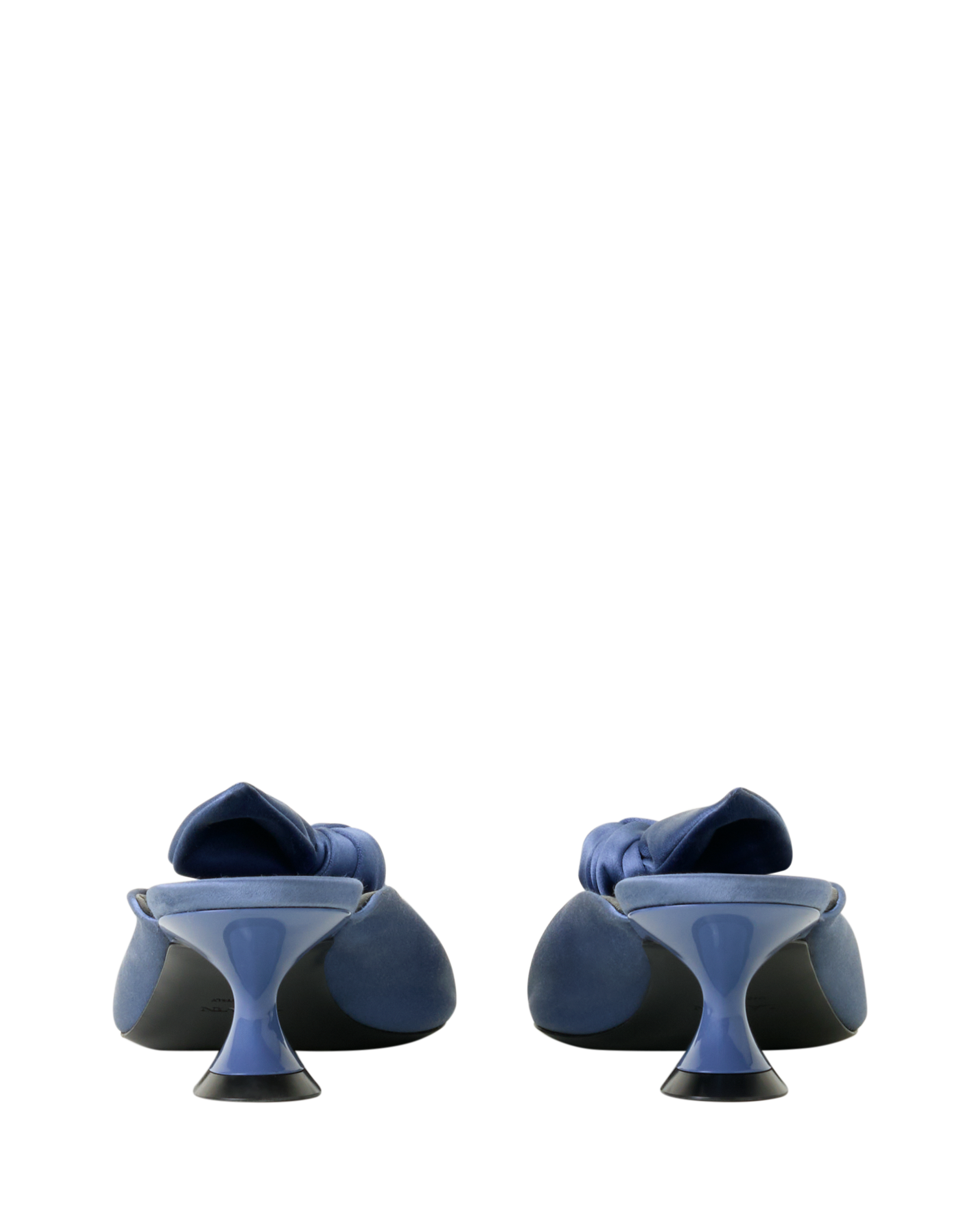Lanvin Midnight Step Heeled Mules With A Satin Bow, Alternate, color, Lanvin Blue