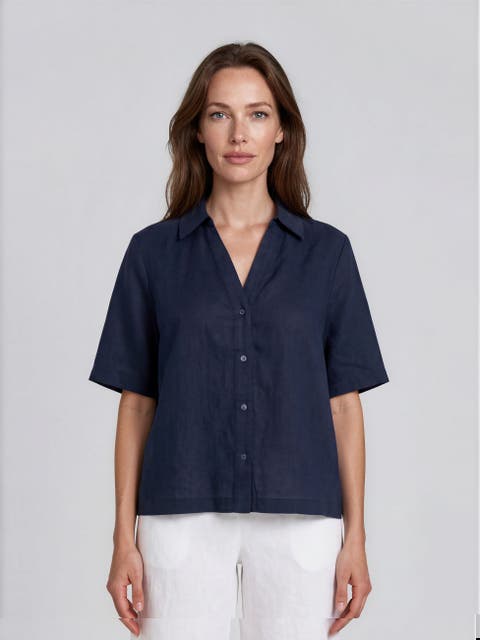 Mairyssa Smock Back Linen Shirt