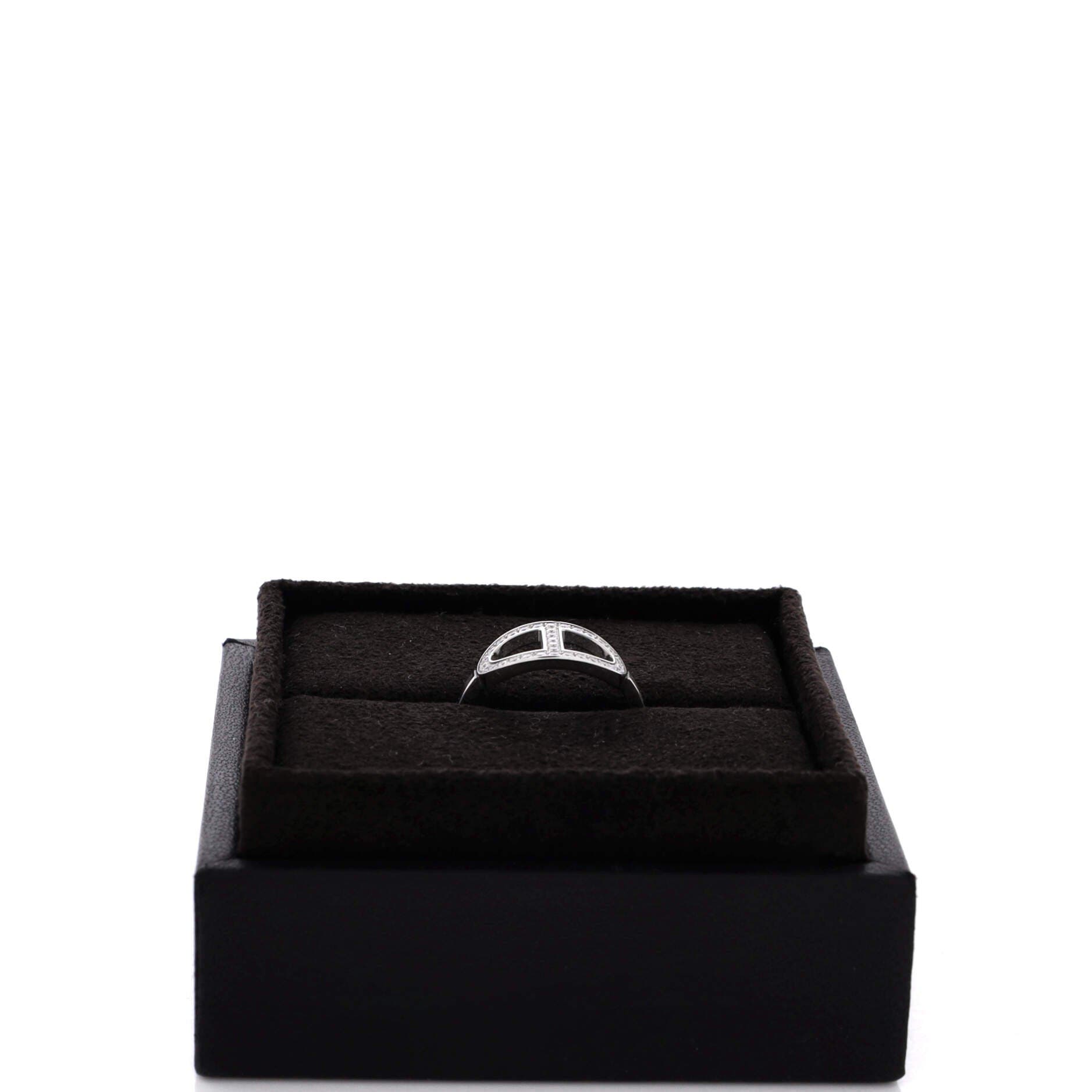 Chaine d'Ancre Contour Ring 18K White Gold and Diamonds Medium, Alternate, color, Metallic Gold