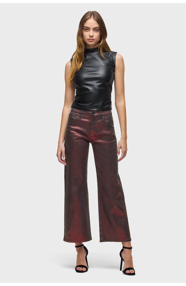 Hudson Jeans Rosie High-Rise Wide Leg Ankle, Alternate, color, Port Glitter Foil