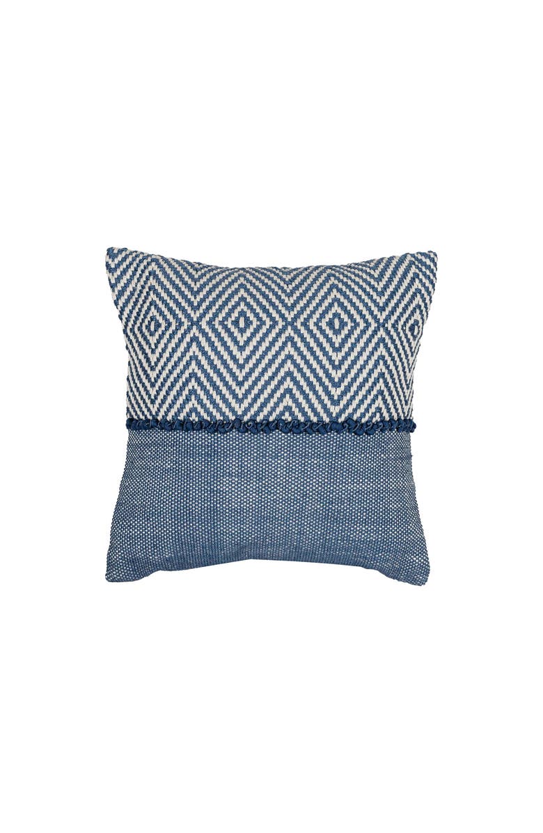 Foreside Home and Garden Outdoor Geometric Filled Throw Pillow, 18" x 18" Blue, Main, color, Blue
