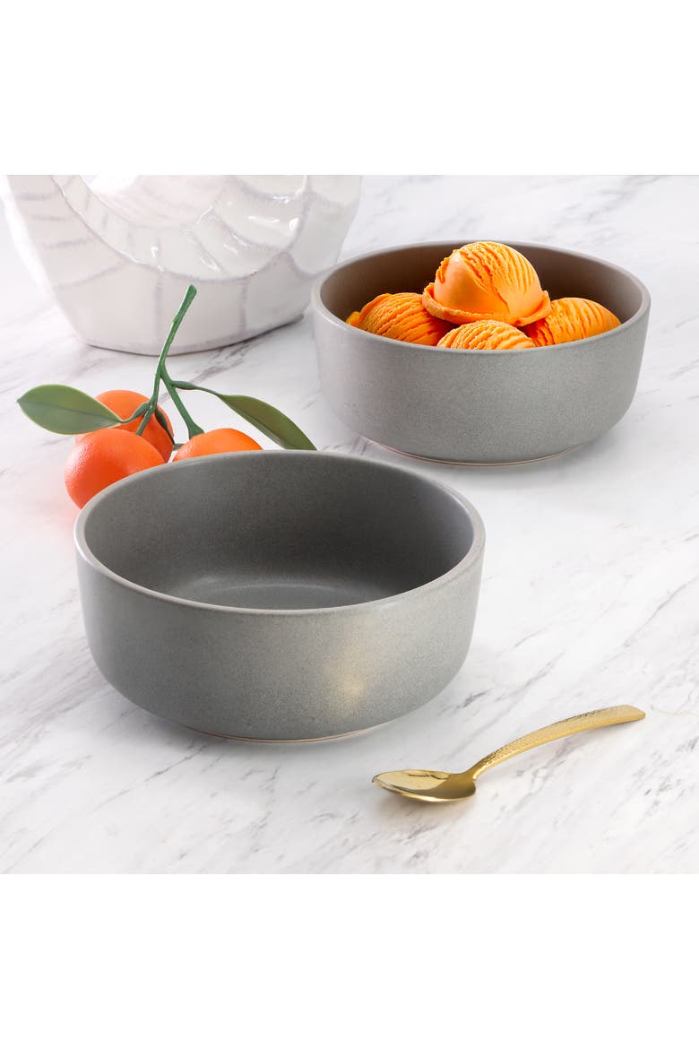 Bryant Park 2 Piece 6 Inch Stoneware Cereal Bowl Set, Alternate, color, Gray