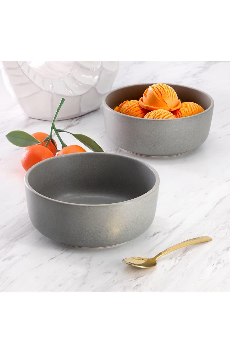 Soho Lounge Bryant Park 2 Piece 6 Inch Stoneware Cereal Bowl Set, Alternate, color, Gray