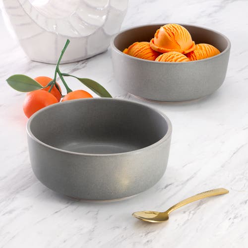 Soho Lounge Bryant Park 2 Piece 6 Inch Stoneware Cereal Bowl Set In Gray
