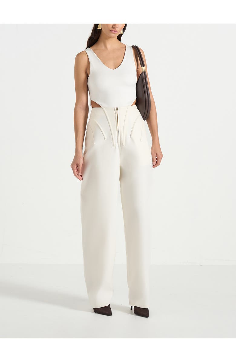 Manière De Voir Rena High Waisted Corset Sculptural Trousers, Main, color, Off White