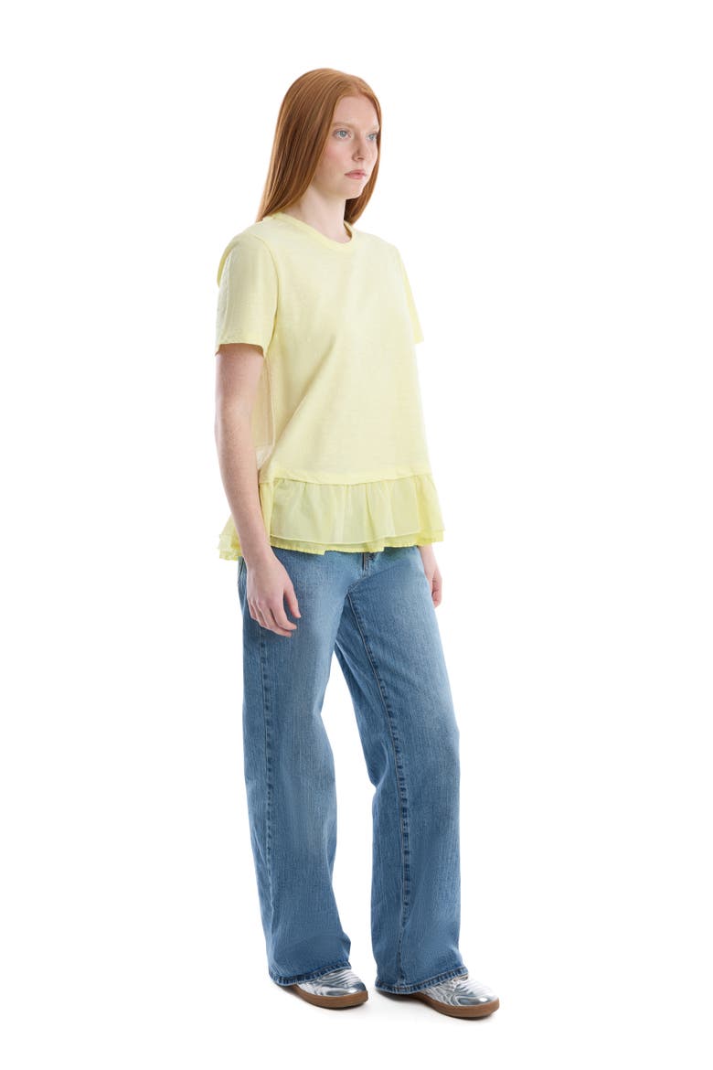 Short Sleeve Mixed Media Tee, Alternate, color, Wax Yellow