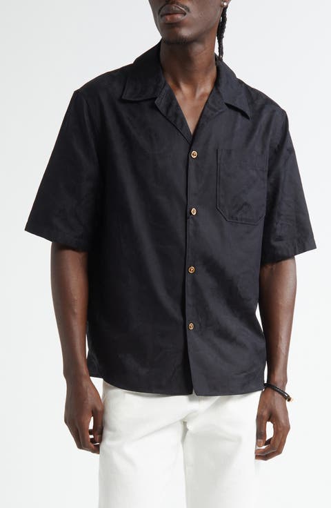 Barocco Jacquard Cotton Poplin Camp Shirt