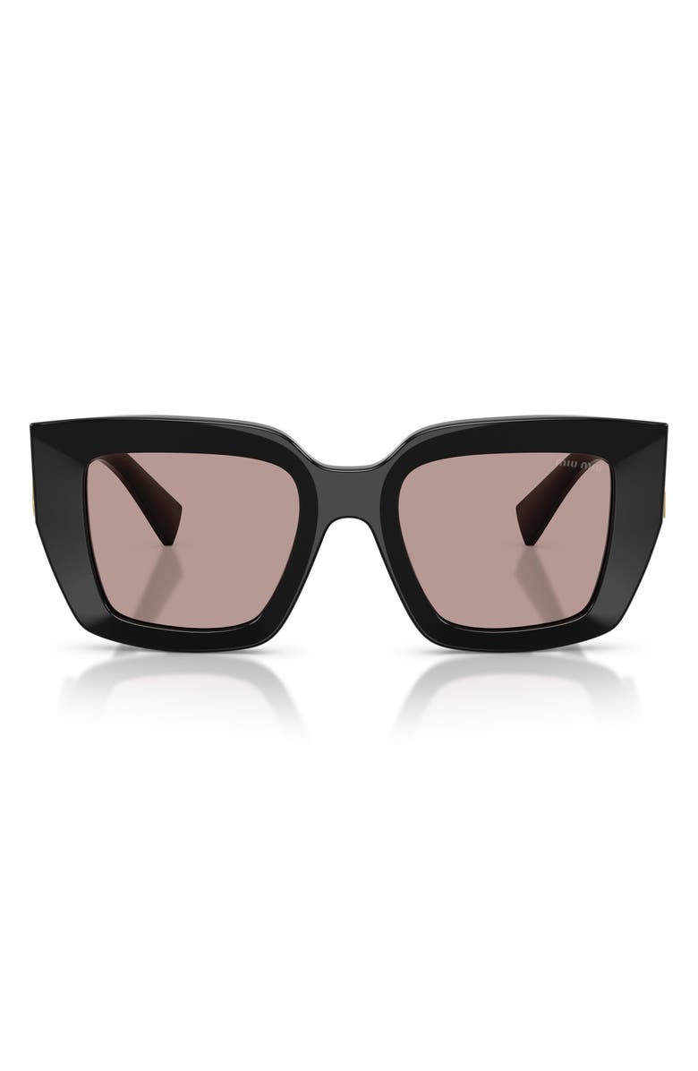 Miu Miu 51mm Gradient Square Sunglasses, Main, color, Black / Light Purple Brown
