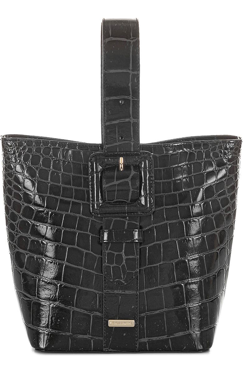 Brahmin Faith Croc Embossed Leather Wristlet Pouchette Bag, Main, color,