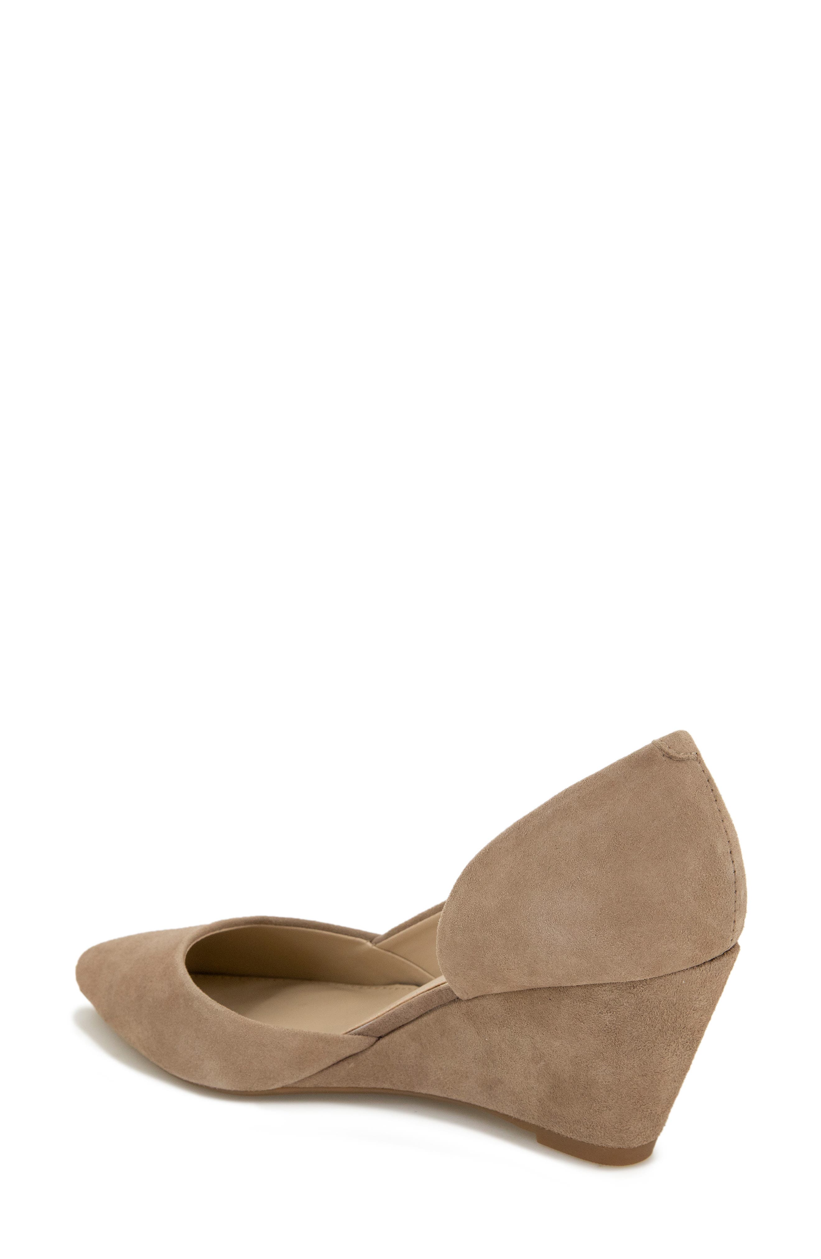 New York 'Ellis' Half d'Orsay Wedge Pump, Alternate, color, MUSHROOM SUEDE