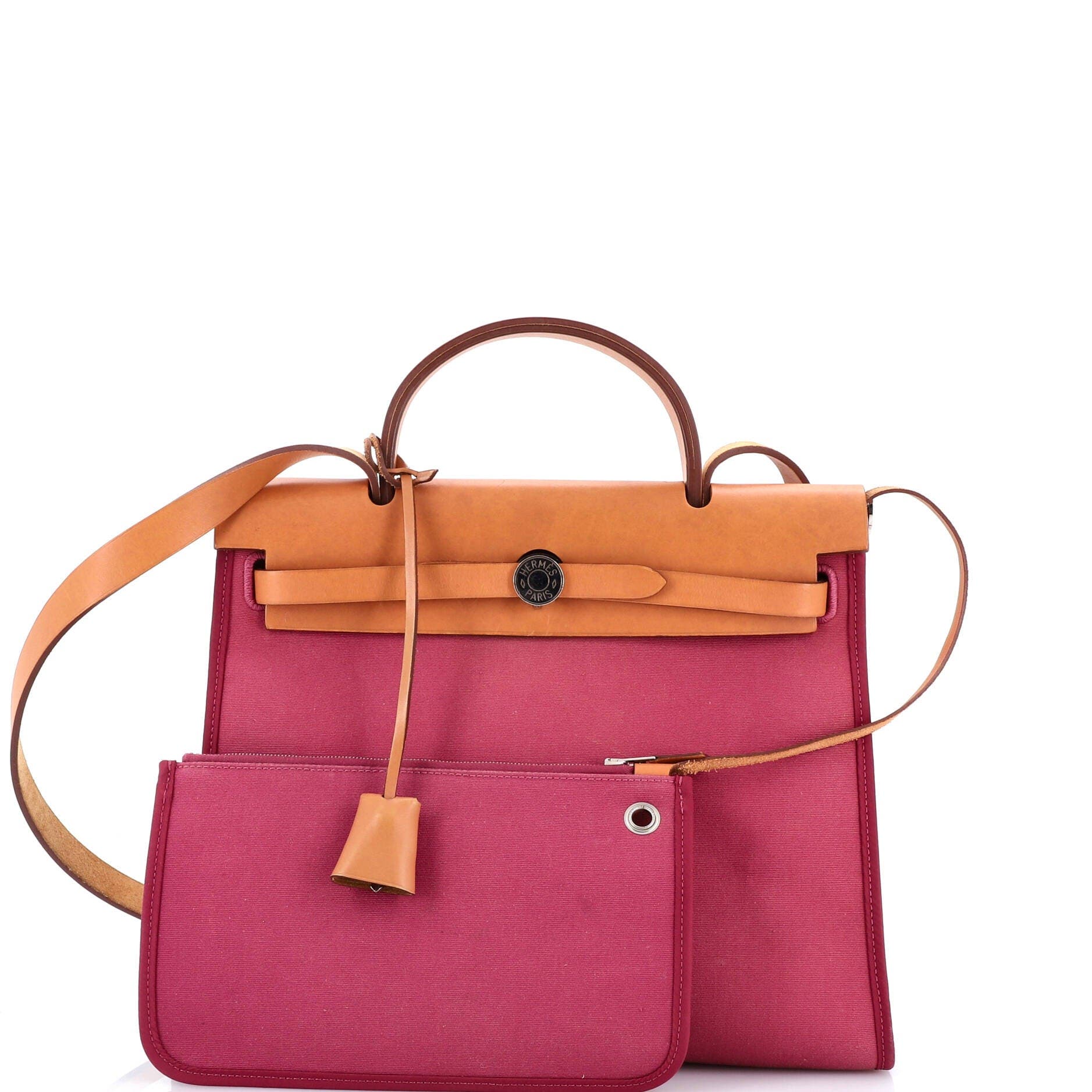 Pre-Owned Hermes Herbag Zip Leather and Toile 31, Alternate, color, Tosca