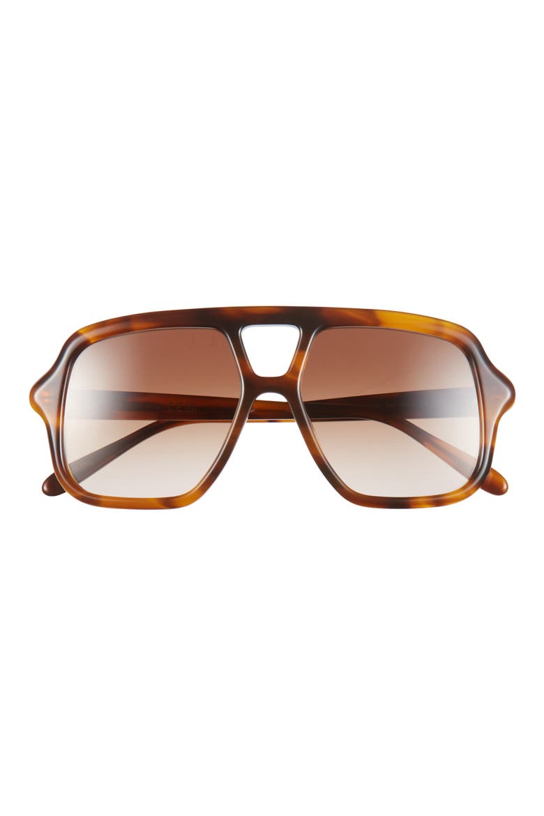 Slim Rectangular Sunglasses, Main, color, DARK HAVANA / GRADIENT BROWN