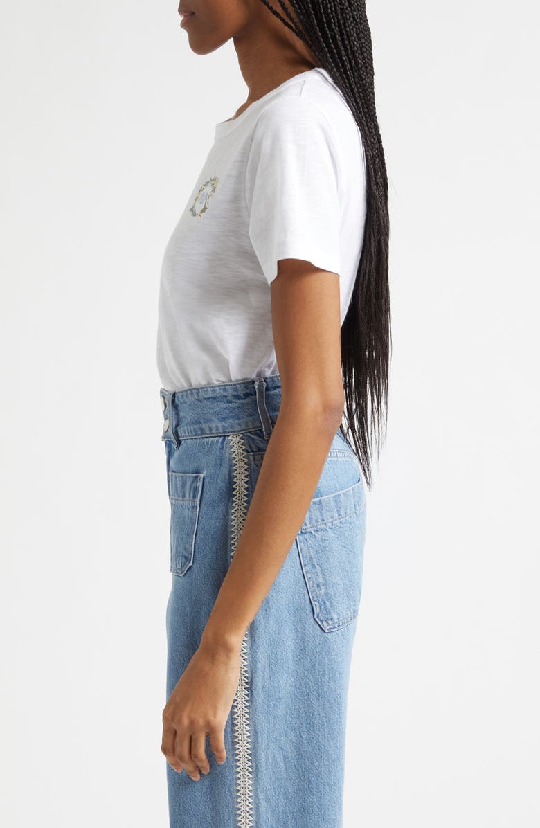 Veronica Beard Carla Embroidered T-Shirt, Alternate, color, White