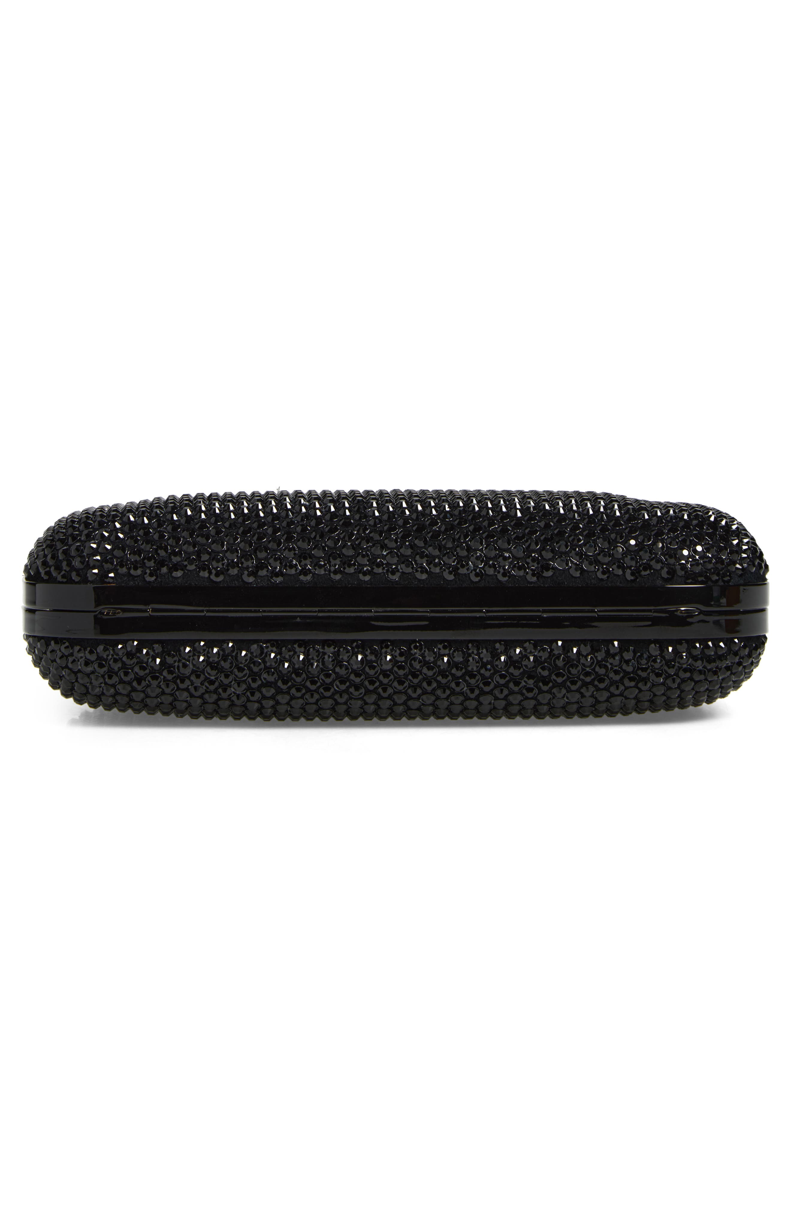 Crystal Embellished Leather Knuckle Clutch, Alternate, color, BLACK