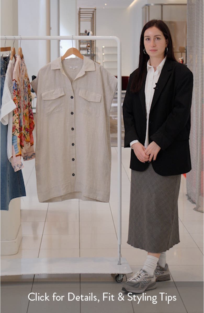 Short Sleeve Linen Utility Mini Shirtdress, sales video thumbnail