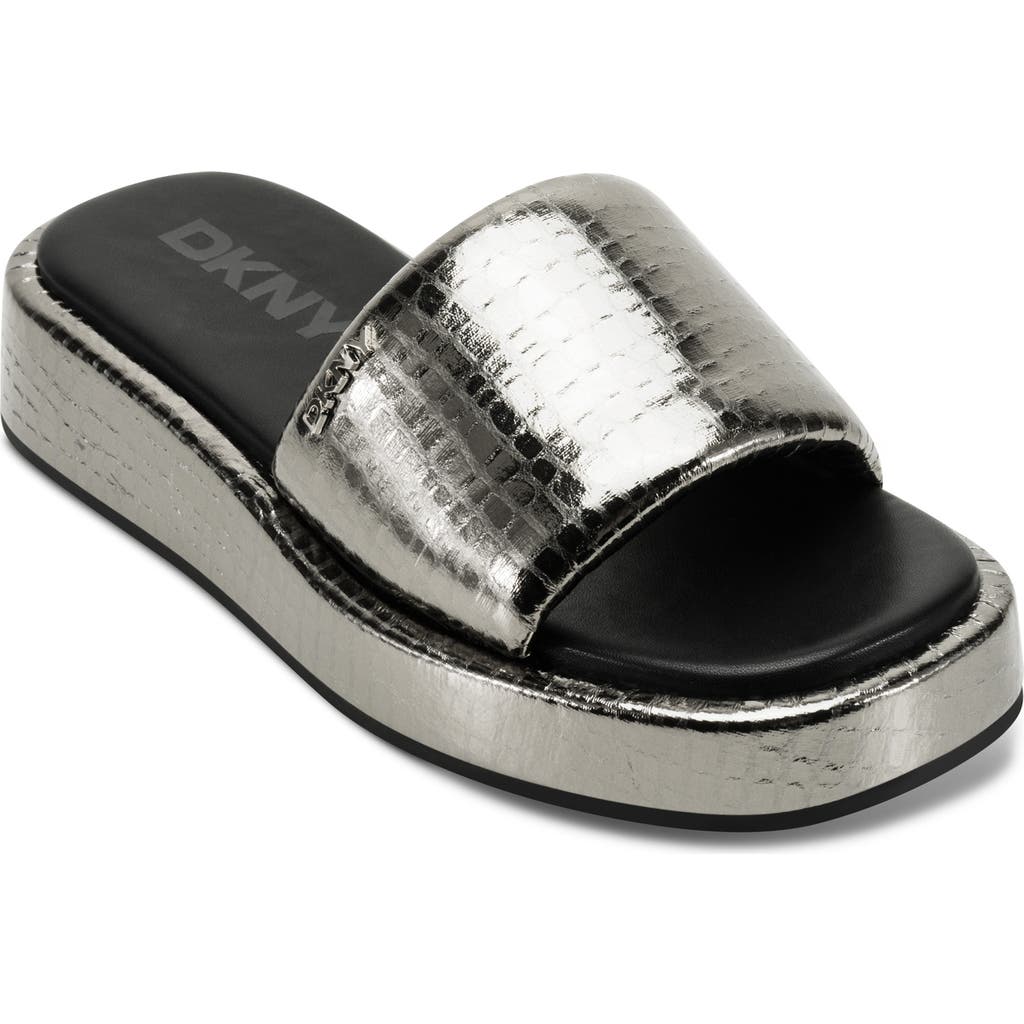 Dkny Lachine Platform Slide Sandal In Nickel