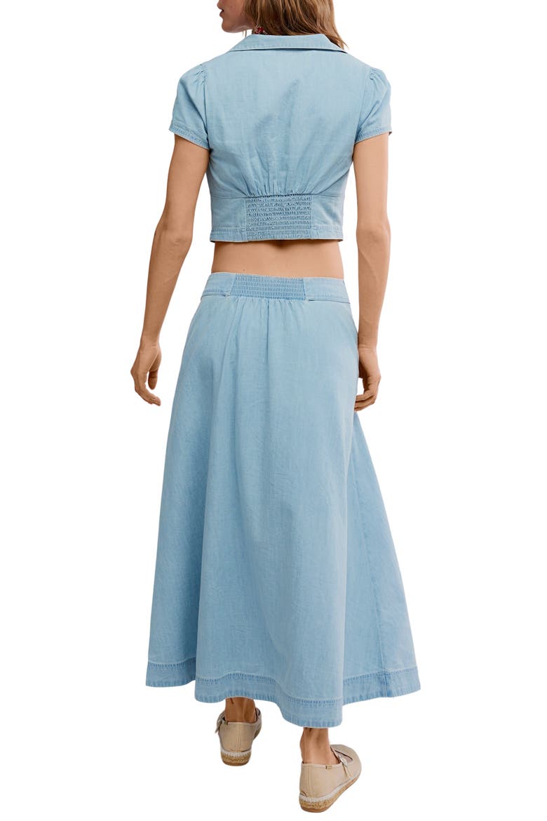 Easy Does It Crop Cotton Button-Up Top & Maxi Skirt Set, Alternate, color, ICE CRUSH