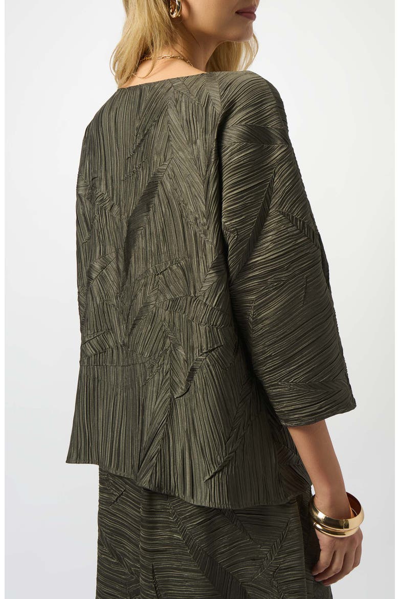 Pleated Satin Boxy Top, Alternate, color, AVOCADO