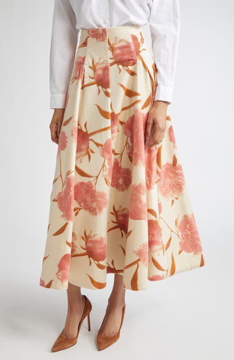 Parker Floral Cotton Poplin A-Line Skirt