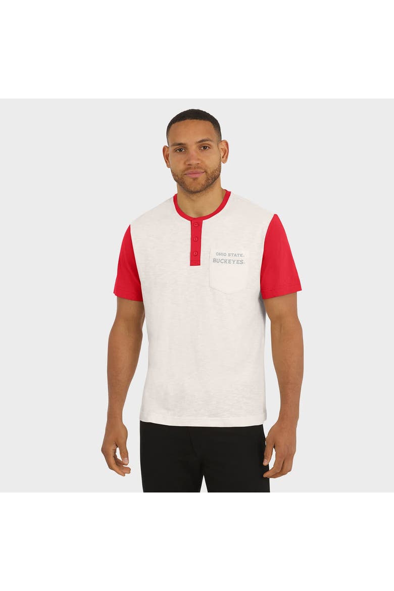 Men's Darius Rucker Collection by Fanatics Cream/Scarlet Ohio State Buckeyes Henley Color Block Slub T-Shirt, Alternate, color, Cream