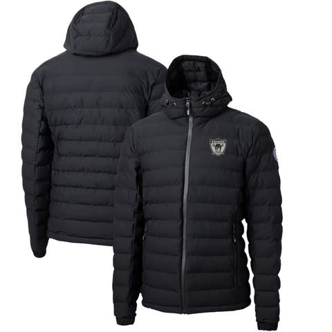 Men's Cutter & Buck Black Las Vegas Raiders Throwback Logo Mission Ridge Repreve Eco Insulated Puffer Full-Zip Jacket