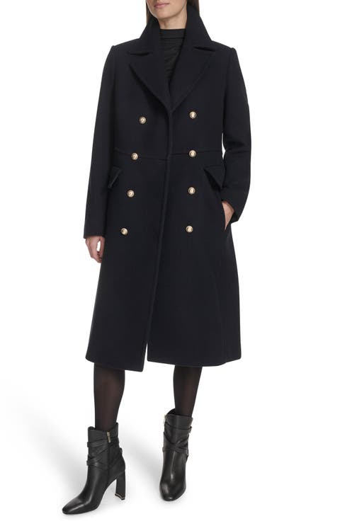 Wool Blend Double Breasted Coat