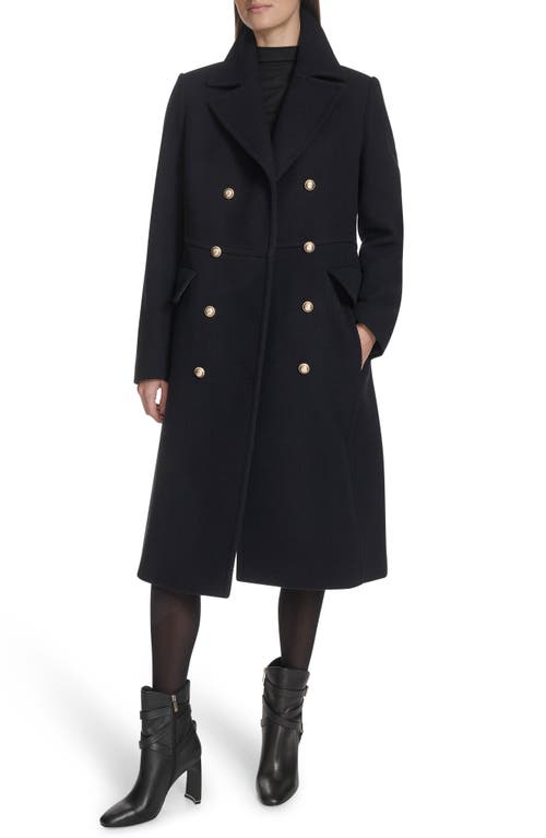 Kenneth Cole New York Wool Blend Double Breasted Coat In Blue
