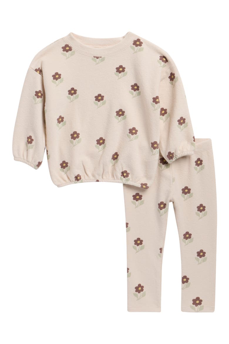 Floral Print Long Sleeve Stretch Cotton T-Shirt & Joggers Set, Main, color, PETAL