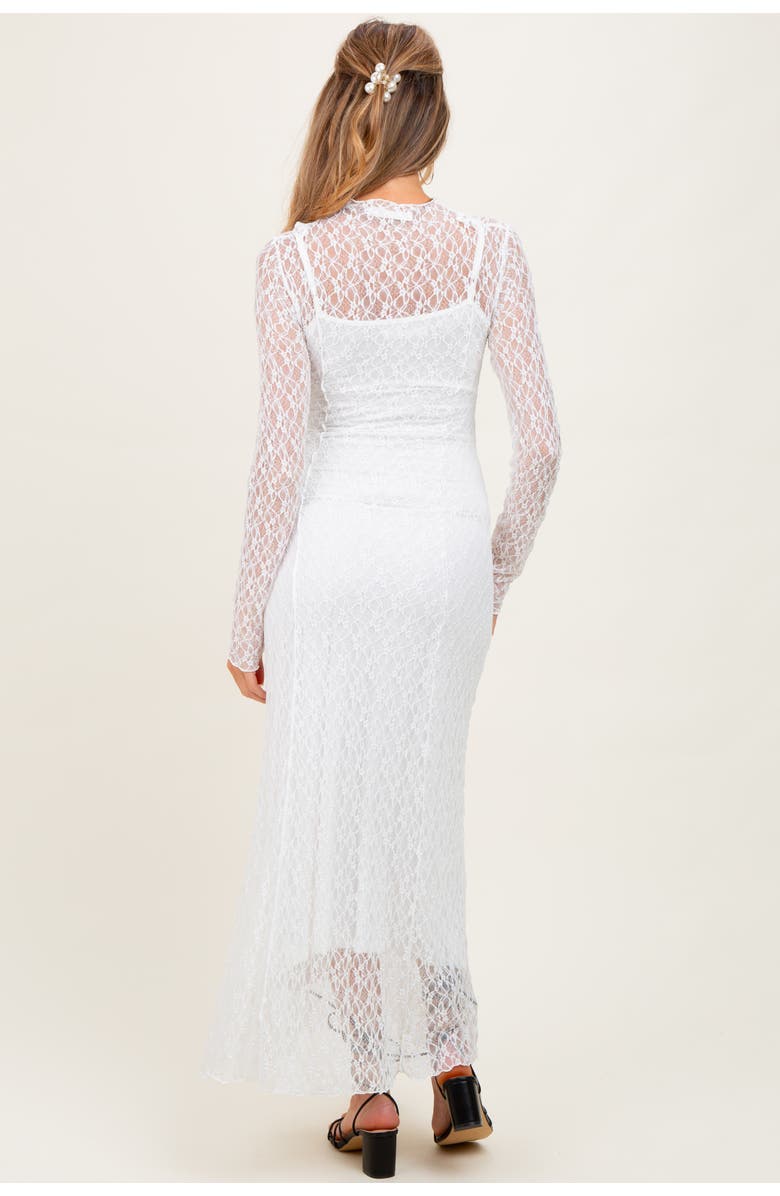 PinkBlush Lace Mock Neck Long Sleeve Maxi Dress, Alternate, color, White
