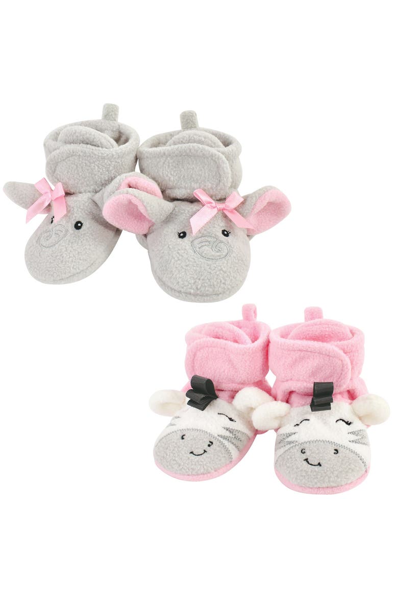Fleece Booties, Main, color, Elephant Zebra