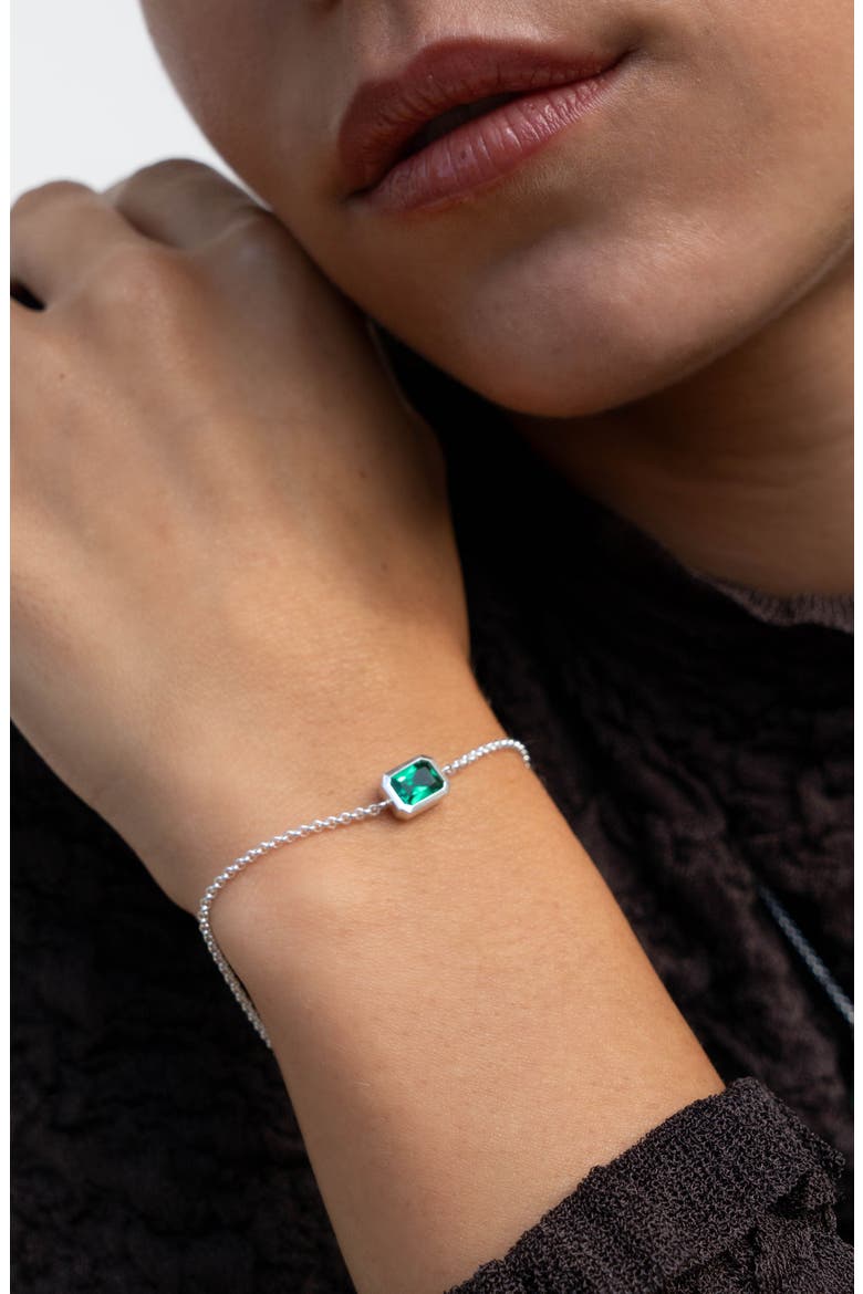 Green Garnet Octagon Chain Bracelet, Alternate, color, Sterling Silver