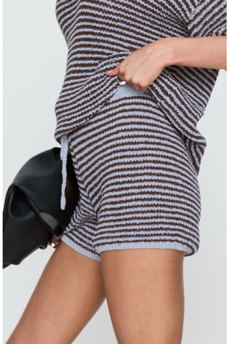 Serenique Knit Striped Shorts, Alternate, color, BLUE / CHOCOLATE