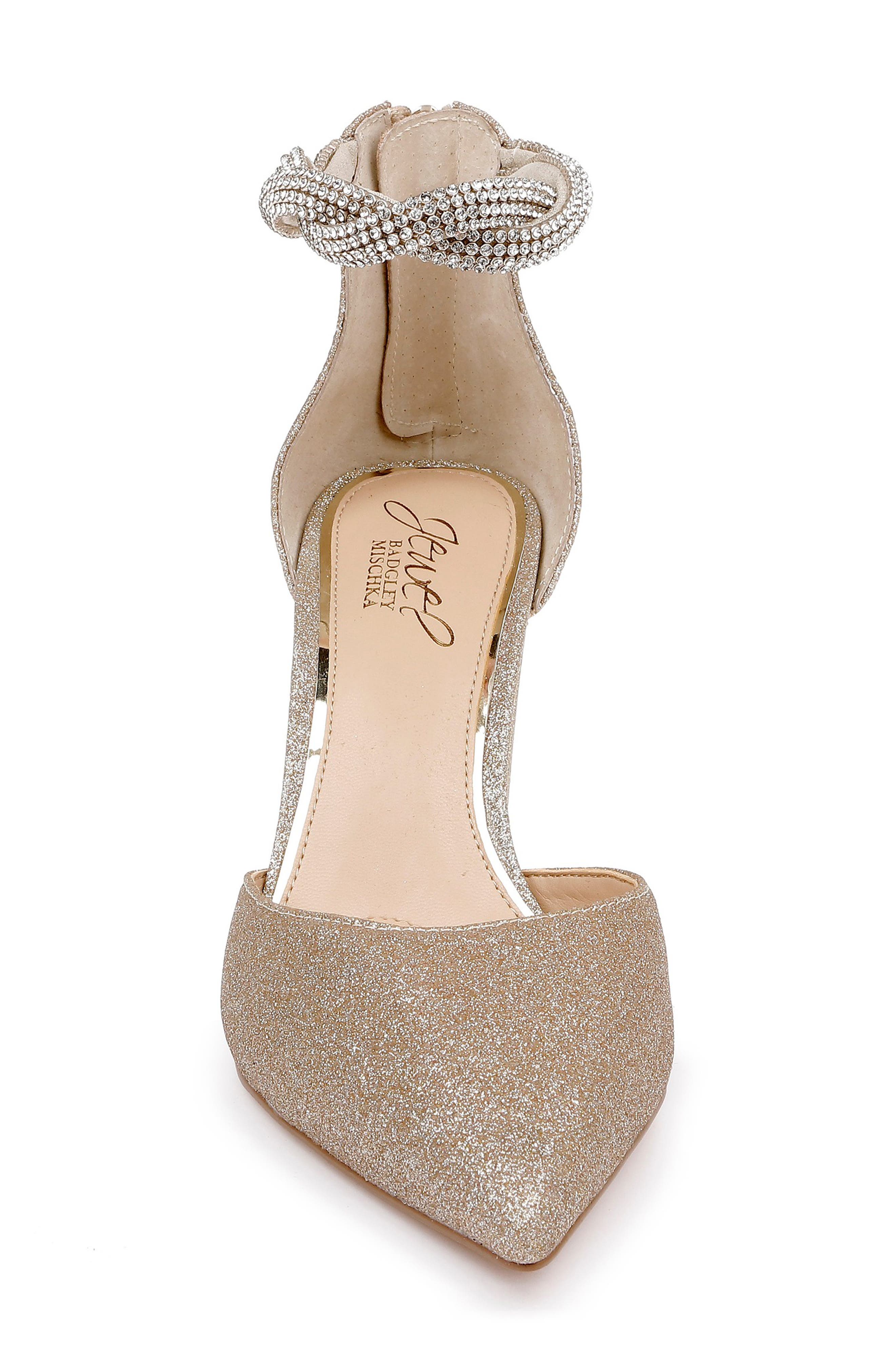 Tinsley Ankle Strap Pointed Toe Pump, Alternate, color, GOLD GLITTER
