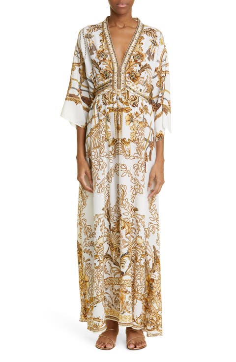 Road to Riches Silk Caftan Maxi Dress